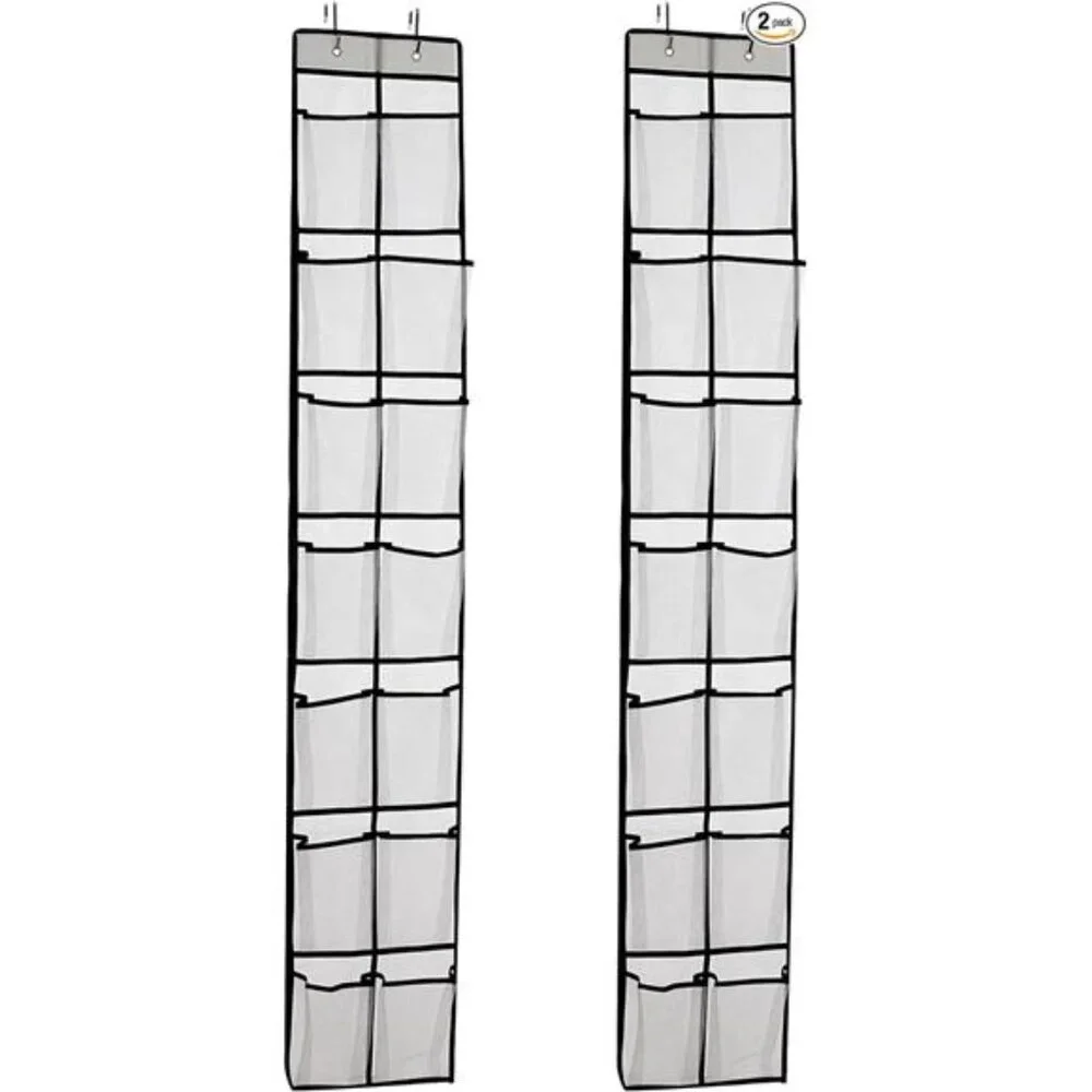 Over Door Shoe Organizer 14 Pocket Hanging Closet Storage Rack 2 Pack White